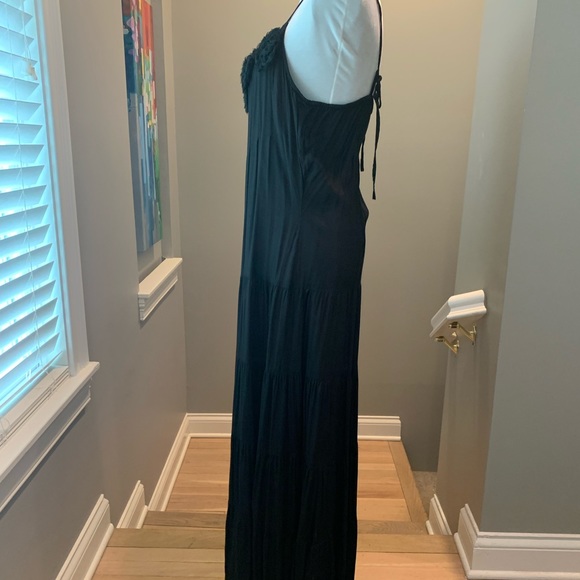 Black bohemian rayon maxi dress. Size 12. - Picture 4 of 11